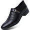 Men Metal Buckle  Hollow Out Pointed Toe Formal Wedding Dress Shoes - Black
