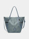 Faux Leather Retro Waterproof Large Capacity Tote Handbag Crossbody Bag - Blue
