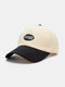 Unisex Cotton Color Contrast Patchwork Letter Label Embroidery All-match Sunshade Baseball Cap - Black