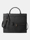 Women Multifunction Handbag Solid 13.3 Inch Laptop Briefcase Crossbody Bag - Black
