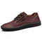 Menico Men Large Size Men Hand Stitching Side Zipper Casual Leather Shoes - Red Brown