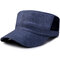 Men Wide Brim Flat Cap Breathable Adjustable Washed Cotton Mesh Retro-Color Sun Hat - Light Blue