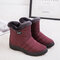 Large Size Women Winter Antiskid Waterproof Plush Lined Zipper Short Boots - Red