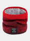 Men Cotton Knitted Plus Velvet Thickened Mixed Color Gradient Letter Label Neck Protection Warmth Collars Scarf - Red