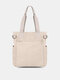 Women Canvas Brief Large Capacity Handbag Daily Light Weight Casual Shoulder Bag - Beige