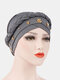 Women Cotton Multi Color Solid Casual Sunshade Rivet Decor Side Braid Baotou Hats Beanie Hats - Gray
