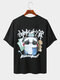 Men 100% Cotton Funny Panda Slogan T-shirt - Black