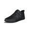 Men Microfiber Leather Non Slip Elastic Lace Casual Skate Shoes - Black