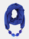 Vintage Geometric-shape Beaded Pendant Solid Color Bali Yarn Acrylic Scarf Necklace - Blue