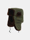 Men Cotton Plush Solid Windproof Thicken Ear Protection Cold-proof Trapper Hat - Green+Brown