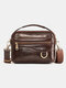 Men Genuine Leather Multifunction Multi-carry 6.5 Inch Phone Bag Crossbody Bag Waist Bag - Coffee