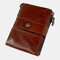 Women Men RFID Genuine Leather Coin Bag Detachable Card Holder Wallet - Wine Red