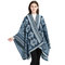 Women National Wind Split Shawl Cloak Thick Scarf Shawl - Blue