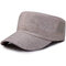 Men Wide Brim Flat Cap Breathable Adjustable Washed Cotton Mesh Retro-Color Sun Hat - Beige