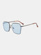 Unisex Fashion Personality Outdoor UV Protection Irregular Lens Metal Frame Square Sunglasses - Blue