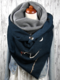 Women Cats Pattern Soft Personality Neck Protection Keep Warm Scarf - Navy
