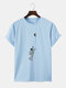 Mens Planet Astronaut Print Crew Neck Short Sleeve T-Shirts - Blue