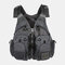 Men Polyester Fishing Vest Breathable Reflective Tactical Vest Multi-pocket Backpack - Dark Grey