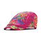 Women Embroidery National Style Sun Hat Vintage Breathable Adjustable Beret Cap - Rose Red