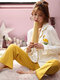 Plus Size Cotton Print Pajamas Sets Striped Cardigan Sleepwear For Women Winter Spring - #04