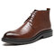 Men Retro Color Slip Resistant Side Zipper Casual Leather Boots - Brown
