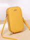 Women Faux Leather Fashion Touch Screen Mini Crossbody Bag Phone Bag - Yellow