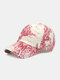 यूनिसेक्स कॉटन लाइन ड्राइंग लैंडस्केप पेंटिंग प्रिंट फैशन सनशेड बेसबॉल कैप्स - गुलाबी