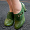 Women Plus Size Simple Small Buckle Strap Decoration Ankle Boots - Green