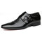 Men Genuine Leather Non Slip Metal Buckle Casual Formal Shoes - Black