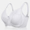 Plus Size Push Up Lightly Line Lace Patchwork Bras - White