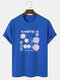 Mens Floral Lantern Japanese Print Cotton Short Sleeve T-Shirts - Blue
