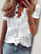 Stringy Selvedge Solid Color Print Short Sleeve Blouse - #05