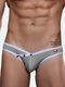 Men Patchwork Mesh Briefs Sexy Rivets Hipster Breathable Low Rise Underwear - Gray