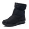 Waterproof Front Zipper Soft Sole Warm Lining Winter Snow Boots - Black
