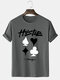 Mens Poker Letter Printed Crew Neck Cotton Casual Short Sleeve T-Shirts - Gray