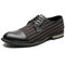 Men Microfiber Leather Splicing Cap Toe Slip Resistant Casual Formal Shoes - Black