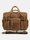 Men Leather Briefcase 14 Inch Soft Genuine Leather Multifuntion Laptop Messenger Bag - Yellow