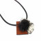 Trendy Brooch Necklace Leather Wool Pendant Necklace - Brown