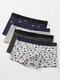 Mens Underwear Star Print Multipacks Boxer Briefs Breathable 4 Color Gift Box Set Underpants - Gray