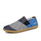 Men Canvas Color Blocking Soft Sole Slip On Casual Shoes - Grey
