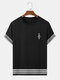 Mens Argyle Geo Trim Print Casual Short Sleeve T-Shirts - Black
