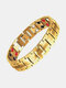 1 Pcs Fashion Casual Stainless Steel Magnet Men's Bracelet Detachable Double Row Magnetic Therapy Bracelet - Gold