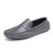 Men Microfiber Leather Splicing Soft Sole Loafers Casual Slip On Flats - Grey