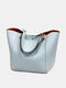 JOSEKO Women's PU Leather Retro Simple Shoulder Bag  Multifunctional Storage Handbag Fashion Bag - Blue