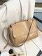 Women's Soft Faux Leather Temperament Commuter Large Capacity Flip Bag Retro Shoulder Messenger Bag Handbag - Brown