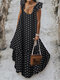 فستان ماكسي بوهيمي منقّط بكشكشة مقاس Plus - أسود
