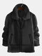 Mens Leather Suedes Jackets Fleece Lined Warm Zipper Shearling Coats - Black