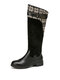 Women Casual Warm Flowers Letter Pattern Mid-Calf Boots - Black