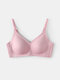 Women Wireless Back Closure Full Coverage Breathable Solid Color Bras - Pink