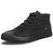 Men Ice Silk Cloth Rubber Toe Cap High Top Sneakers - Black